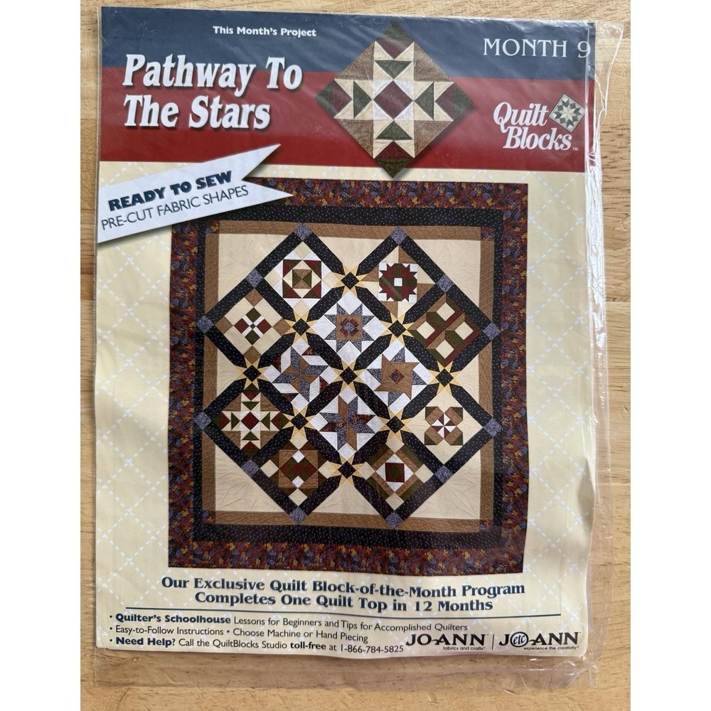 Joann 2001 Pathway To The Stars Quilt Block Kit Month 9 RAMBLING ROADS